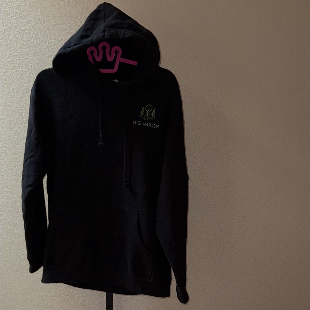 Independent Trading Company Black Hoodie with Multi-color Graphic The Woods Sz M